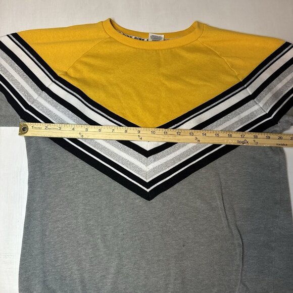 Victoria’s Secret Pink Campus Crew Golden Glow Sweater XS Glitter Gray Yellow - Picture 2 of 10